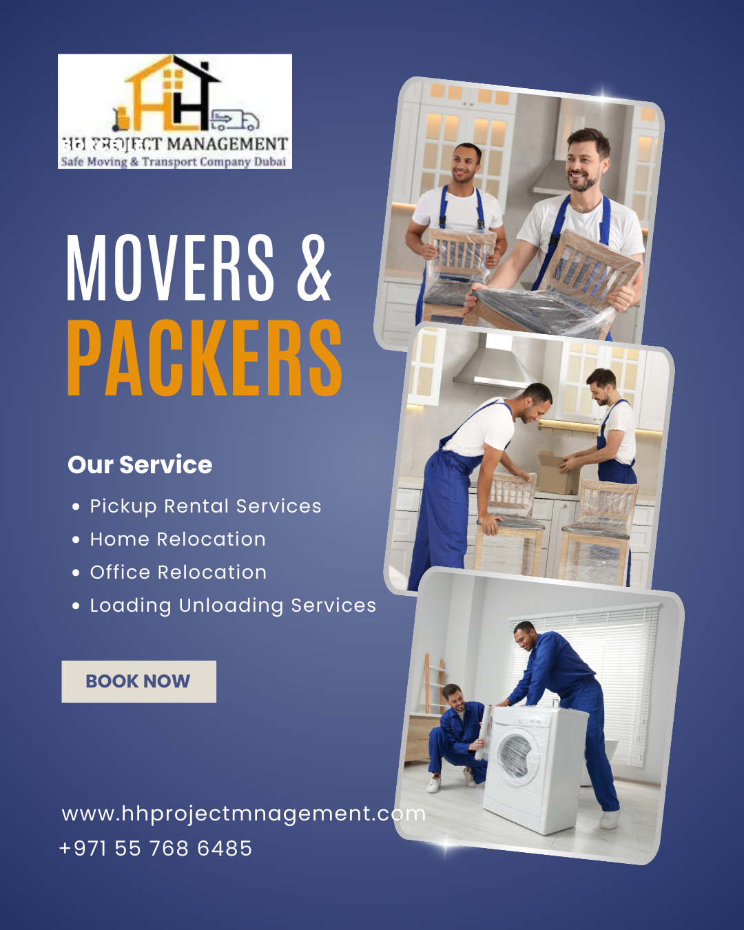 Blue and White Modern Packers and Movers Company Services Promotion Instagram Post